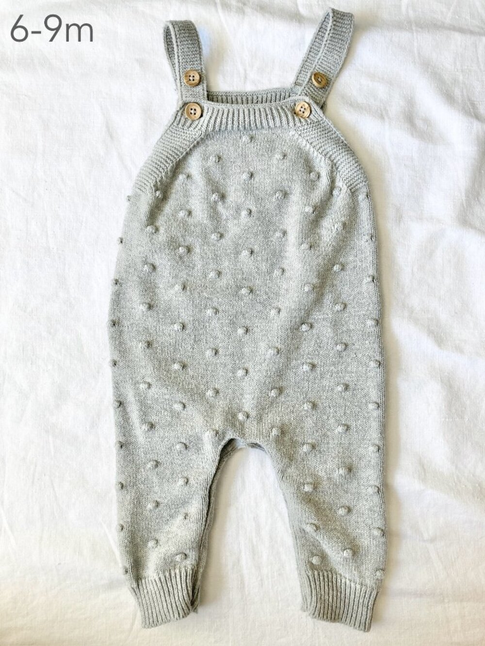 🪴5/$30 Rise Little Earthling 6-9 Months Baby Grey Knit Bubble Dot Romper Fall